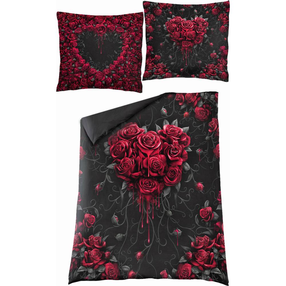 Spiral - BLEEDING HEART Dekbedovertrekset - Eenpersoons - Zwart